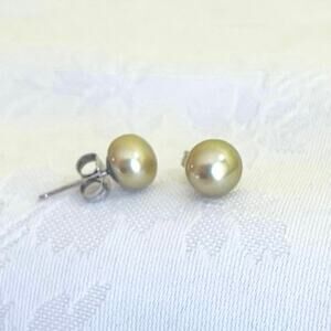 Earrings Peal Honora Sterling Silver Light Green Stud Cultured Classic